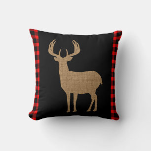 Deer Silhouette with Plaid Cushion