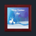 Deer Silhouette Wooden Keepsake Box<br><div class="desc">Lovely, silhouette picture of deer in the woods, is featured on this wooden keepsake box. You can add your own personal message to the inlaid tile on top of the box. This would make a lovely gift for Christmas, use it to protect jewellery and other small keepsakes. Makes a wonderful...</div>