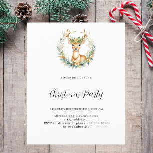 Deer simple budget Christmas Party invitation