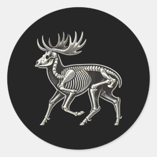 Deer Skeleton Halloween Classic Round Sticker