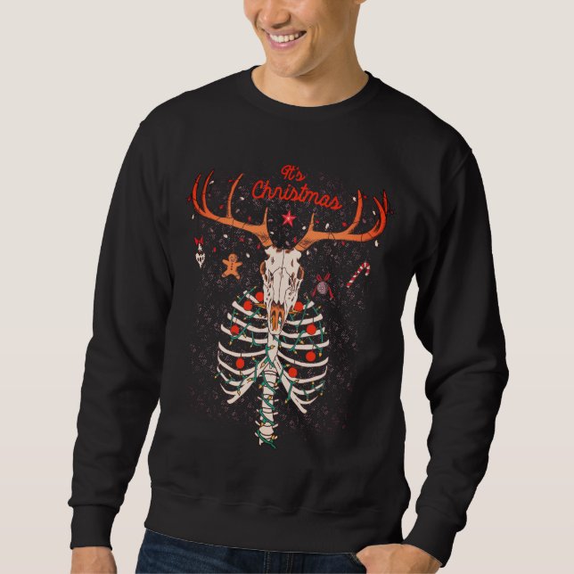Deer Skull Christmas Design Sweatshirt (Front)