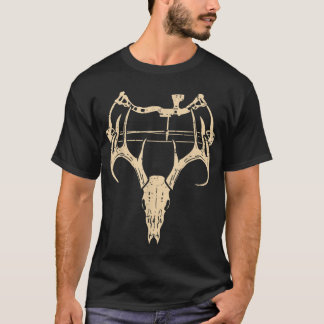 Deer Skull Compound Bow Retro Hunting Archery Dad  T-Shirt