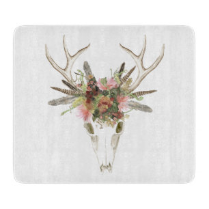 Deer Skull & Flowers Cutting Board