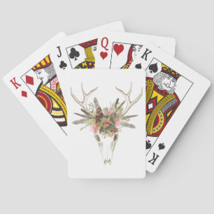 Deer Skull & Flowers Playing Cards