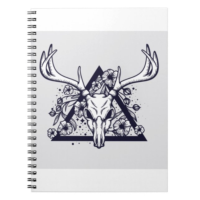 Deer Skull Head Animal Antlers Skeleton Dead Notebook (Front)
