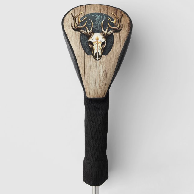 Deer Skull Large Antlers Hunting Golf Head Cover (Front)