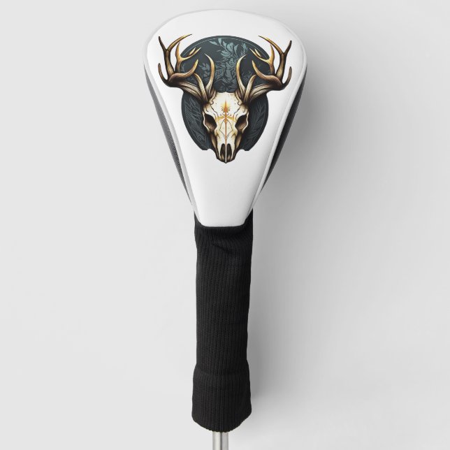Deer Skull Large Antlers Hunting Golf Head Cover (Front)