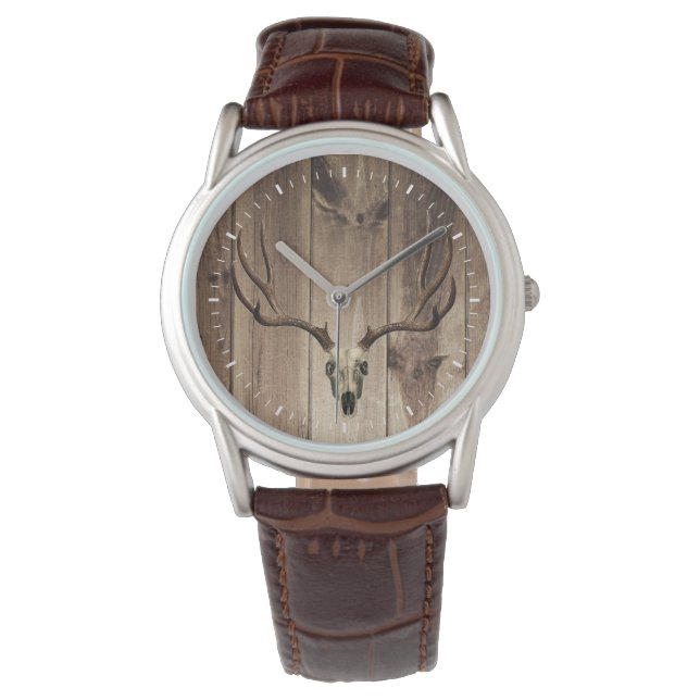 deer skull leather watch (Front)