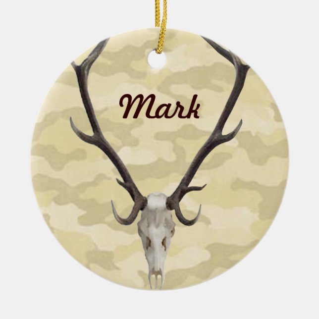 Deer Skull Name Ornament (Front)