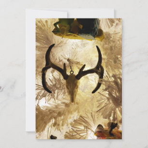 deer skull ornament white Christmas tree Holiday Card