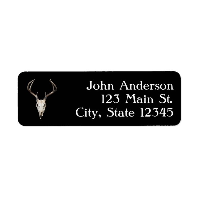 Deer Skull Southern Hunting Antler Return Address Label (Front)