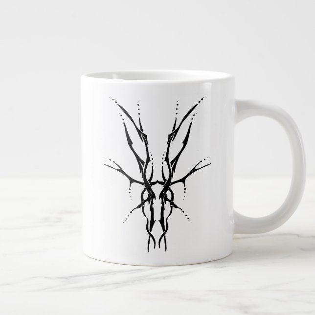 Deer Skull Tribal Design for deer Hunters black Large Coffee Mug (Right)