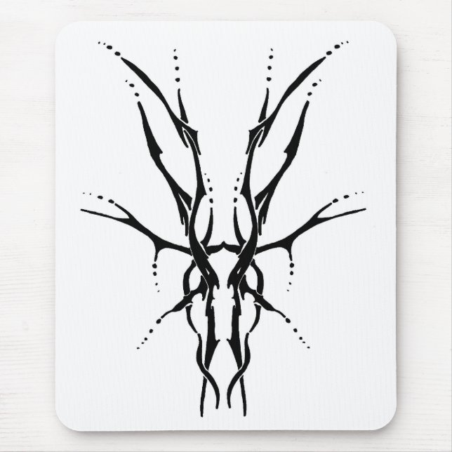 Deer Skull Tribal Design for deer Hunters black Mouse Pad (Front)