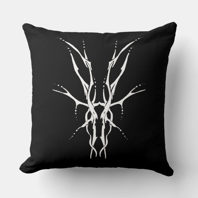Deer Skull Tribal Design for deer Hunters white Cushion (Front)