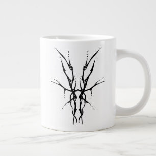 Deer Skull Tribal Tattoo Design - black and white Large Coffee Mug