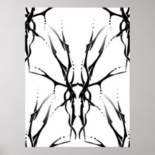 Deer Skull Tribal Tattoo Design Digital Mirror Poster