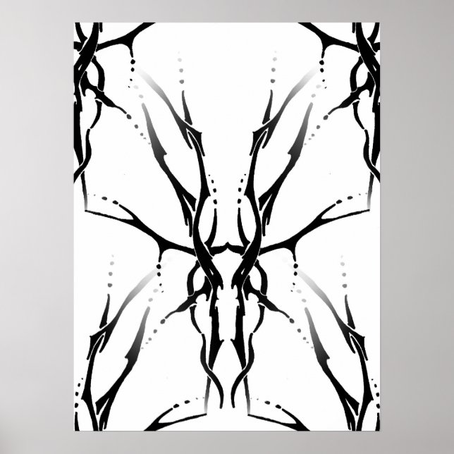Deer Skull Tribal Tattoo Design Digital Mirror Poster (Front)