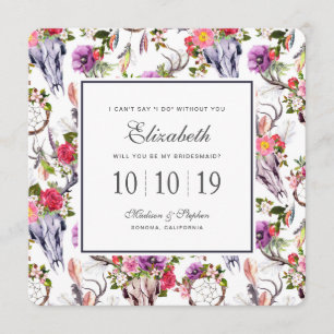 Deer Skulls, Flowers & Dream Catchers - Bridesmaid Invitation