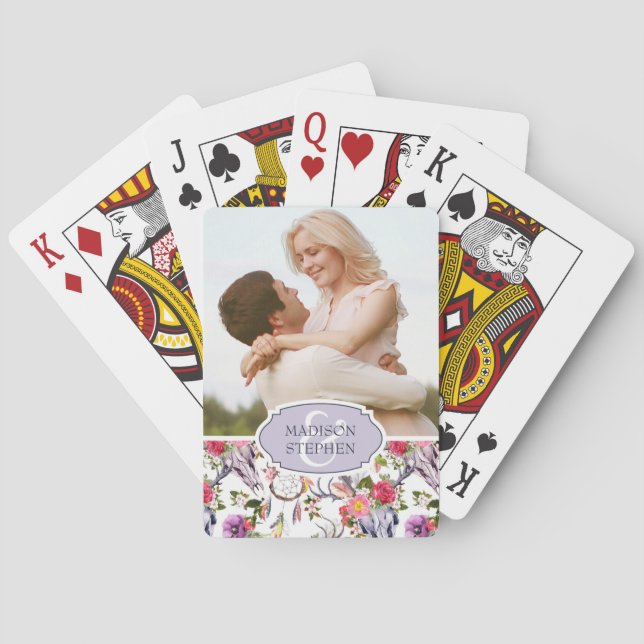 Deer Skulls, Flowers & Dream Catchers - Wedding Ph Playing Cards (Back)