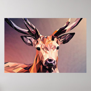 Deer Small Poly Art Design  Poster