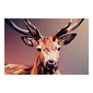 Deer Small Poly Art Design Poster