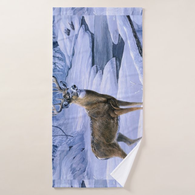 deer snow River Square Bath Towel (Bath Towel)