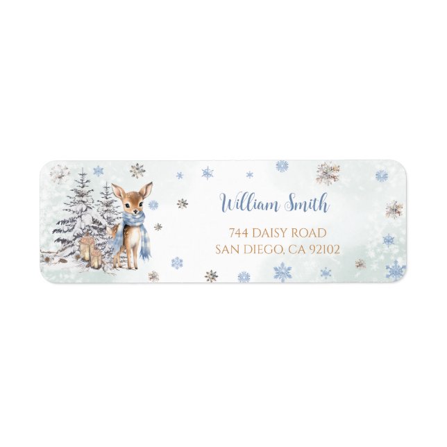 Deer Snowflakes Winter Return Return Address Return Address Label (Front)