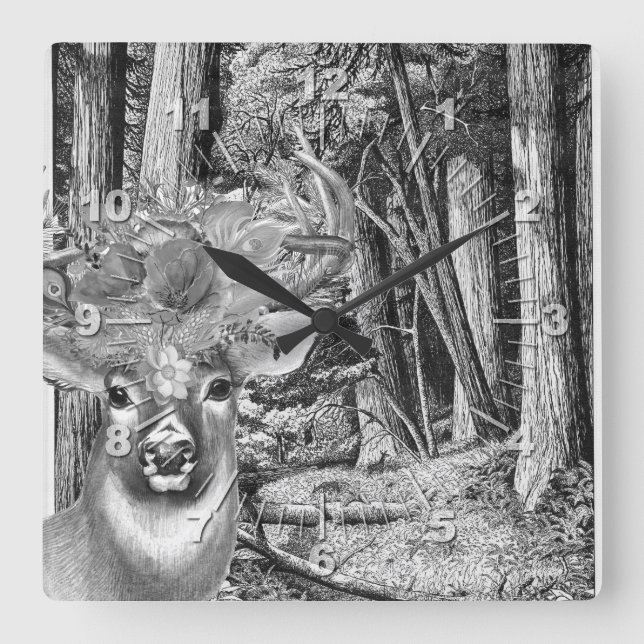 Deer Square Wall Clock (Front)