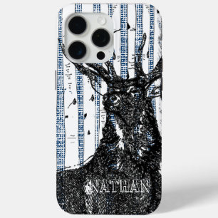 Deer/Stag Birch Tree linen Personalise iphone Case