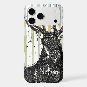 Deer/Stag Birch Tree linen Personalise iphone Case