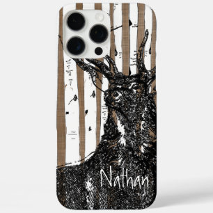Deer/Stag Birch Tree Your Name or Quote iPhone 16 Pro Max Case