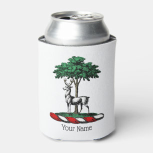 Deer Stag by Tree Heraldic Crest Emblem Can Cooler