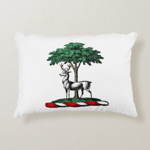 Deer Stag by Tree Heraldic Crest Emblem Decorative Cushion