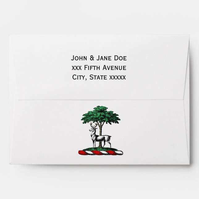 Deer Stag by Tree Heraldic Crest Emblem Envelopes (Back (Top Flap))