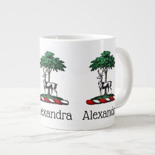 Deer Stag by Tree Heraldic Crest Emblem Large Coffee Mug