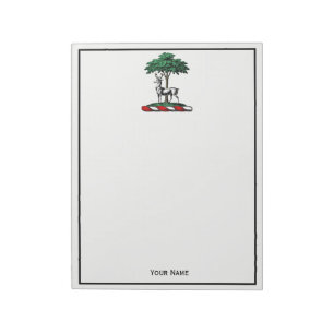 Deer Stag by Tree Heraldic Crest Emblem Notepad