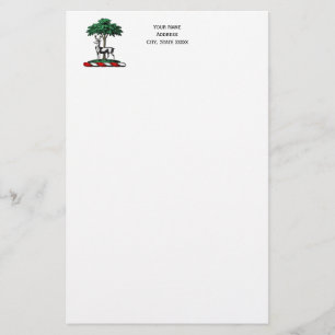 Deer Stag by Tree Heraldic Crest Emblem Stationery