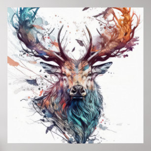 Deer Stag Portrait Animal Painting Wildlife Free Poster