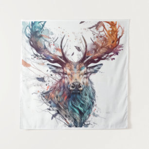 Deer Stag Portrait Animal Painting Wildlife Free Tapestry