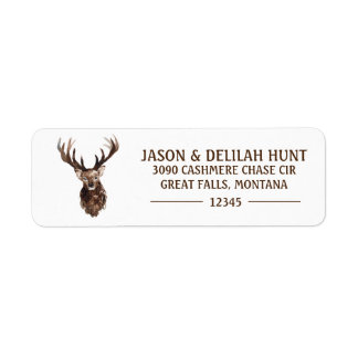 Deer Stag Rustic Forest Hunting Return Address Label