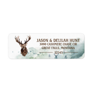 Deer Stag Rustic Forest Hunting Return Address Label