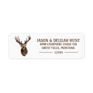 Deer Stag Rustic Forest Hunting Return Address Return Address Label