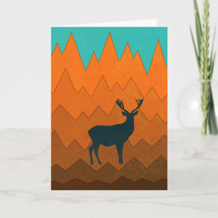 Deer Stag silhouette Autumn fall Colourful Abstrac Card