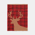 Deer Stag Silhouette Plaid | red tan
