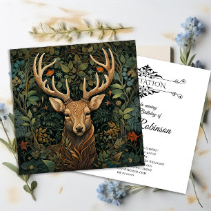 Deer Stag with Antlers in Magic Forest Thank You Card