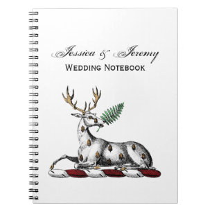 Deer Stag with Fern Heraldic Crest Emblem Notebook