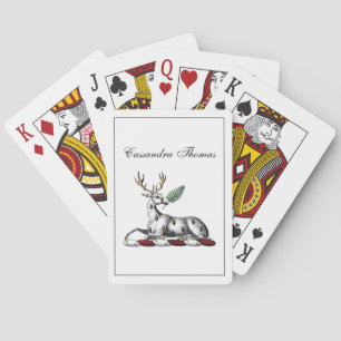 Deer Stag with Fern Heraldic Crest Emblem Playing Cards
