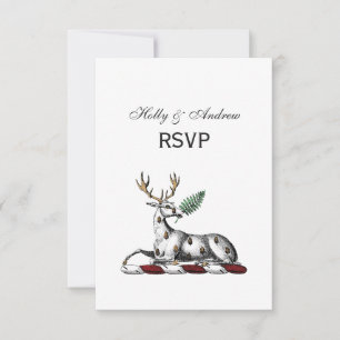 Deer Stag with Fern Heraldic Crest Emblem RSVP Card