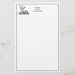 Deer Stag with Fern Heraldic Crest Emblem Stationery