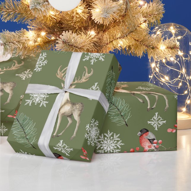 Deer Stag Woodland Themed Christmas Wrapping Paper (Holidays)